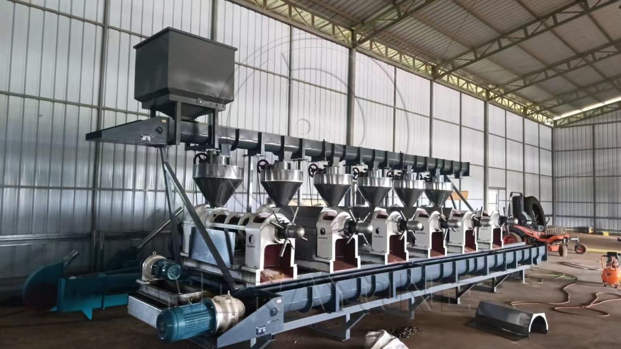 Horizontal Screw Conveyor for Multiple Oil Press Units